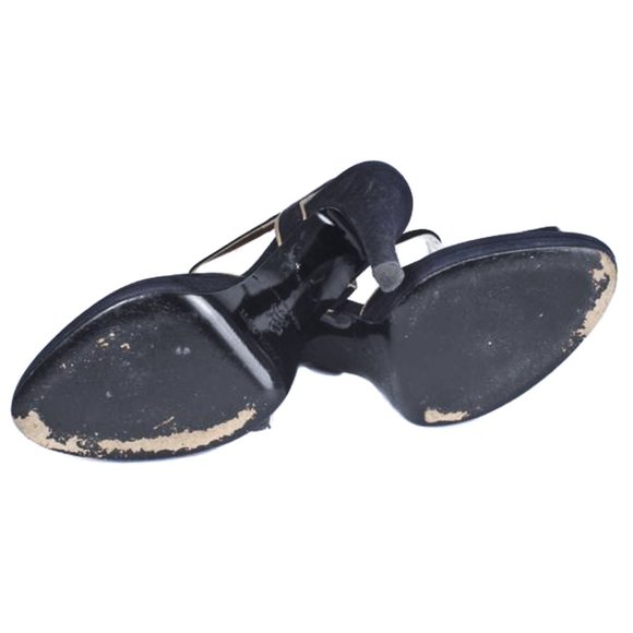 CLAUDIA CIUTI Blue Suede & Gold Ankle Strap Heels - Picture 5 of 6